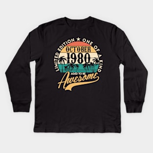 50th birthday gifts for men and women October 1980 gift 40 years Kids Long Sleeve T-Shirt